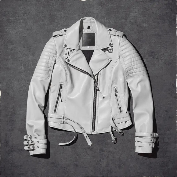 All Saints Jackets & Blazers - Light gray leather jacket Boda skins